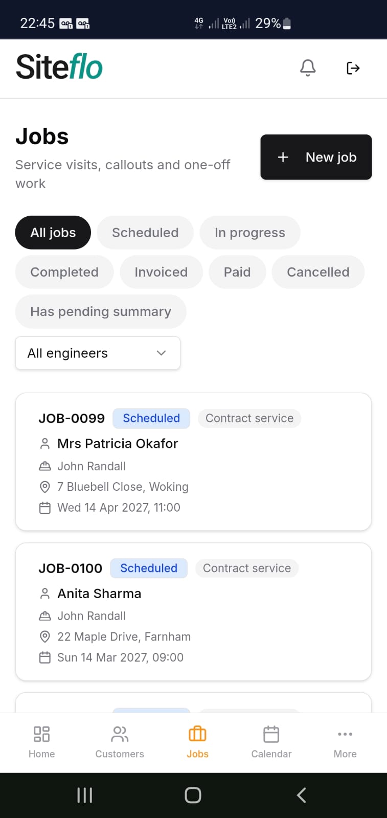Siteflo on mobile